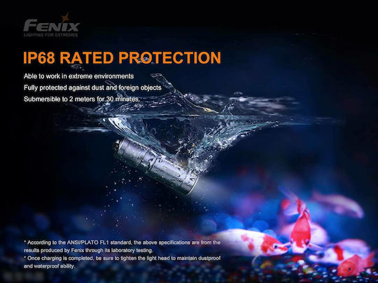 Fenix LED Impermeabil IP68 cu Luminozitate Maximă 200lm Negru