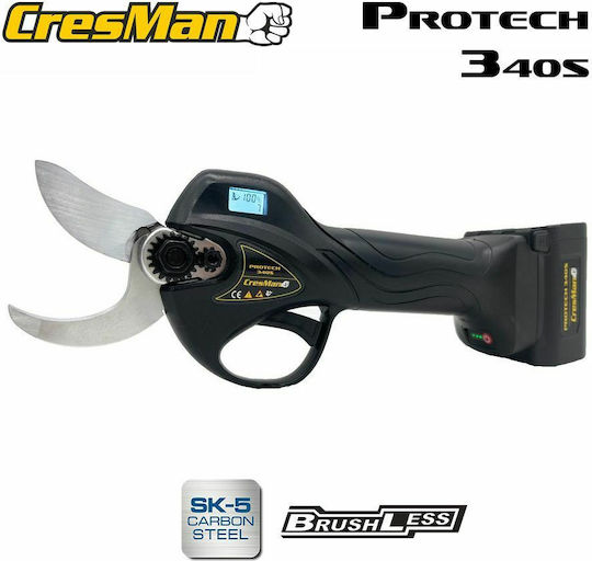 Cresman Protech 340S Pruning Shears Battery Brushless 16.8V 2x2.6Ah/4Ah with Maximum Cutting Diameter 34mm