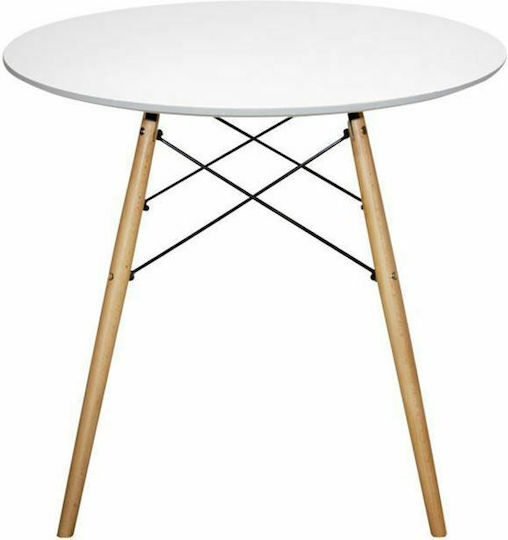 Minimal Table Kitchen Wooden White 80x80x72cm