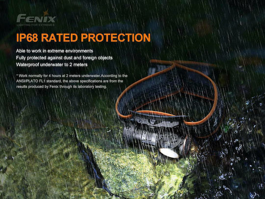 Fenix Επαναφορτιζόμενος Φακός Κεφαλής LED IP68 με Μέγιστη Φωτεινότητα 700lm HM50R V2
