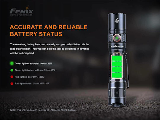 Fenix LED IP68 с Максимална Яркост 1700лм PD35 V3.0 Черен