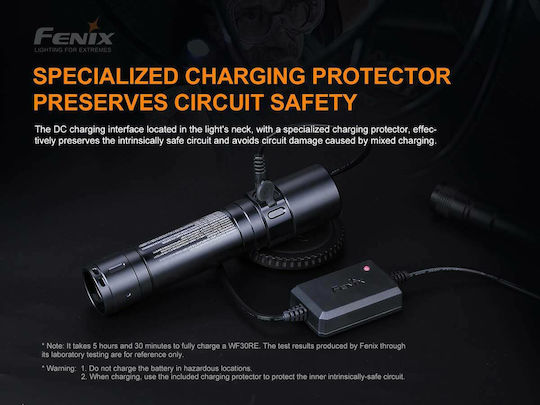 Fenix Rechargeable Flashlight LED IP68 with Maximum Brightness 280lm WF30RE ATEX Black