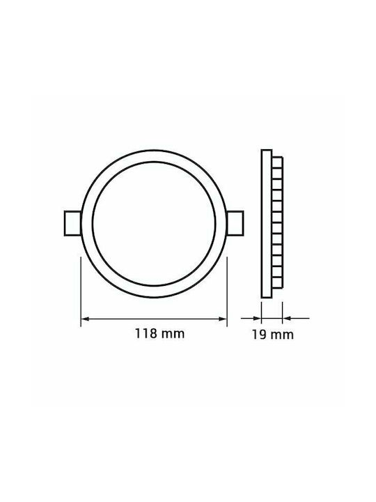 Optonica Round Metallic Recessed Spot with Integrated LED and Natural White Light White 11.8x11.8cm. 1pcs