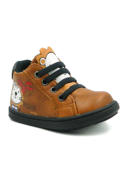 Zak Kids Leather Boots with Zipper Brown