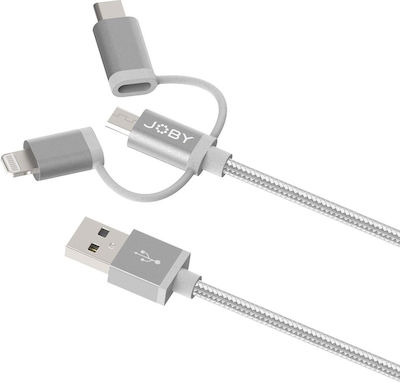 Joby Braided USB to Lightning / Type-C / micro USB 1.2m Cable Gray (JB01818-BWW)