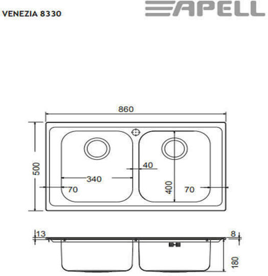 Apell Anniversario 8330 Ένθετος Inox Σαγρέ Μ86xΠ50cm Ασημί Apell Anniversario 8330 Ένθετος Inox Σαγρέ Μ86xΠ50cm Ασημί