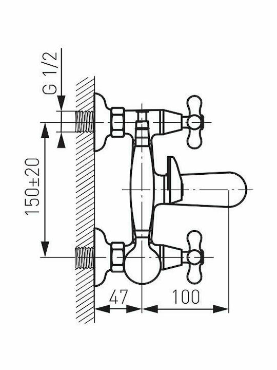 Ferro XR11 Mixing Retro Bathtub Shower Faucet Complete Set Silver