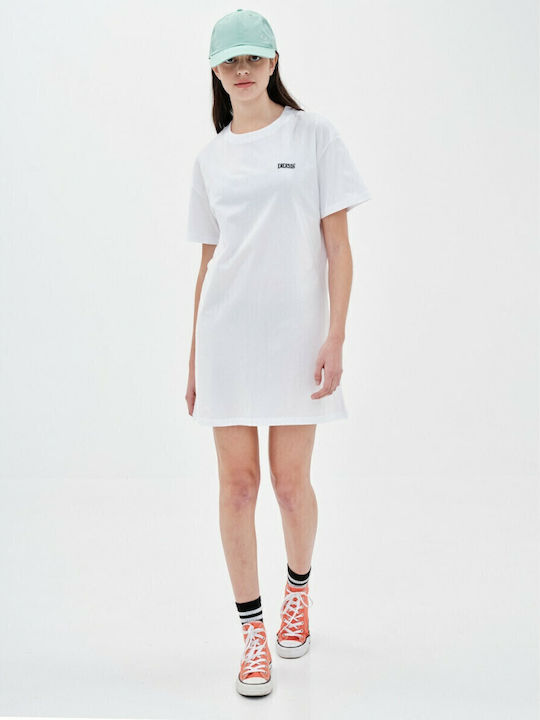 Tahiti Καλοκαιρινό Mini T-shirt Φόρεμα Λευκό
