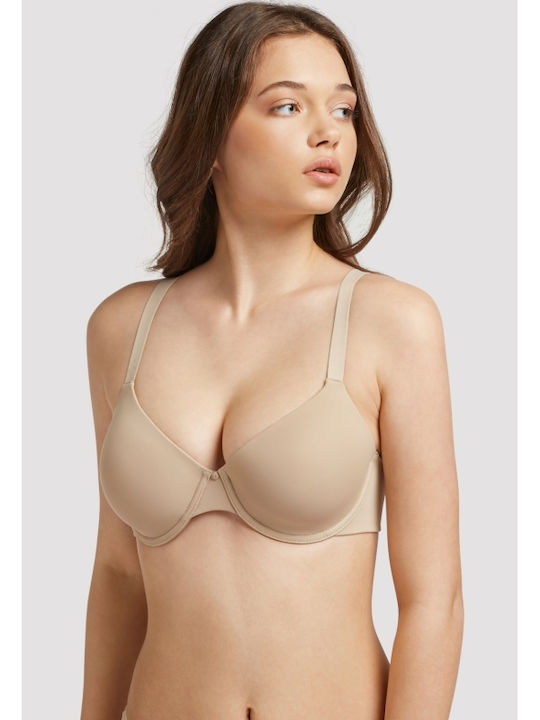 Μπεζ Strapless Σουτιέν χωρίς Ενίσχυση με Μπανέλες