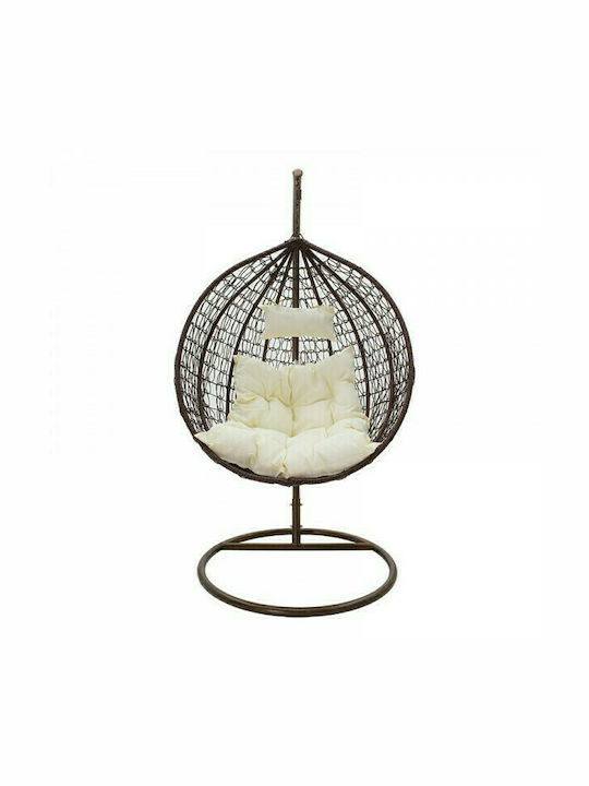 Zafer Leagăn cu bază și pernă Rattan Cafea L106xL103xH200cm