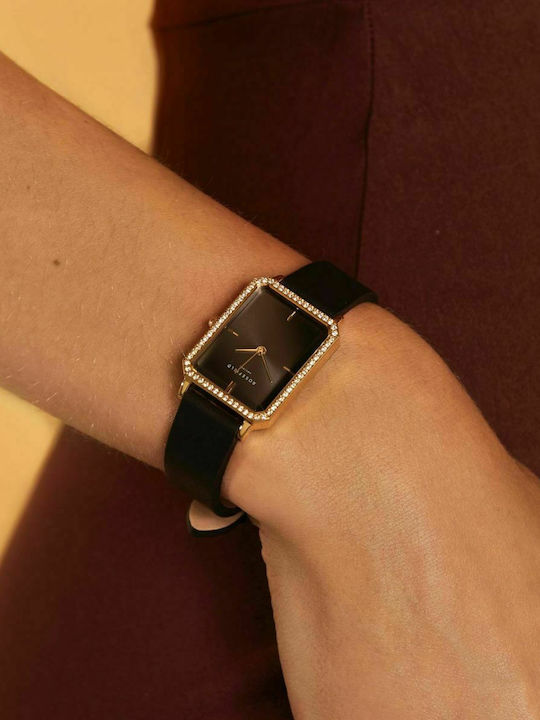 Rosefield The Octagon Damen Women's Watch with Black Leather Strap