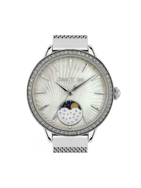 Cerruti Rosara Crystals Watch with Silver Metal Bracelet