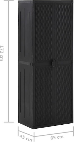 Double-Leak Polypropylene Outdoor Storage Cabinet with Divider and 3 Shelves Black 65x45x172 cm