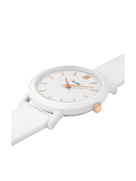 Cluse Minuit Watch with White Leather Strap