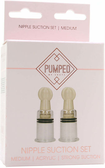 Shots Pumped Nipple Suction Set Medium Clear 2pcs