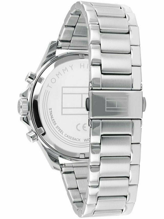 Tommy Hilfiger Bank Ανδρικό Ρολόι 46mm Μπαταρίας με Ασημί Μεταλλικό Μπρασελέ