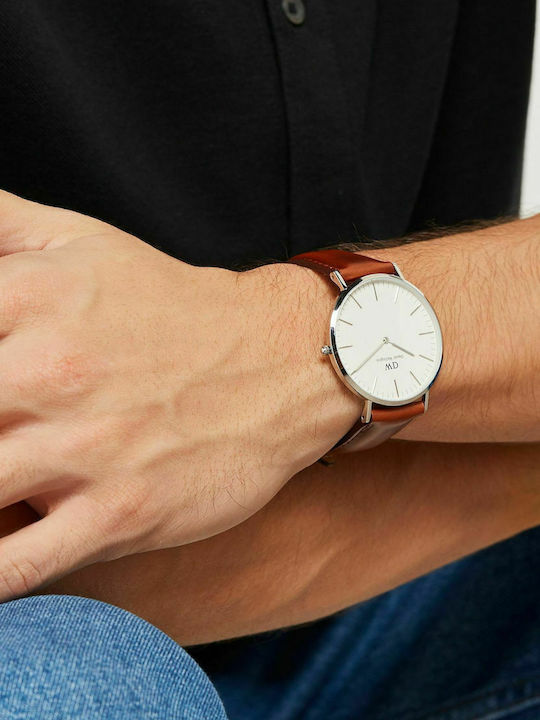 Daniel Wellington Classic St Mawes Men's Watch 40mm Battery with Brown Leather Strap