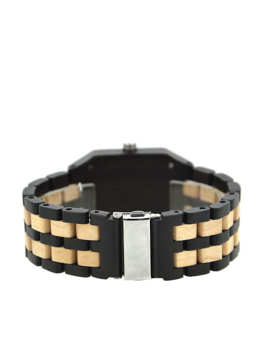 Bewell Cronus Dark Ανδρικό Ρολόι 42mm Μπαταρίας με Ξύλινο Μπρασελέ