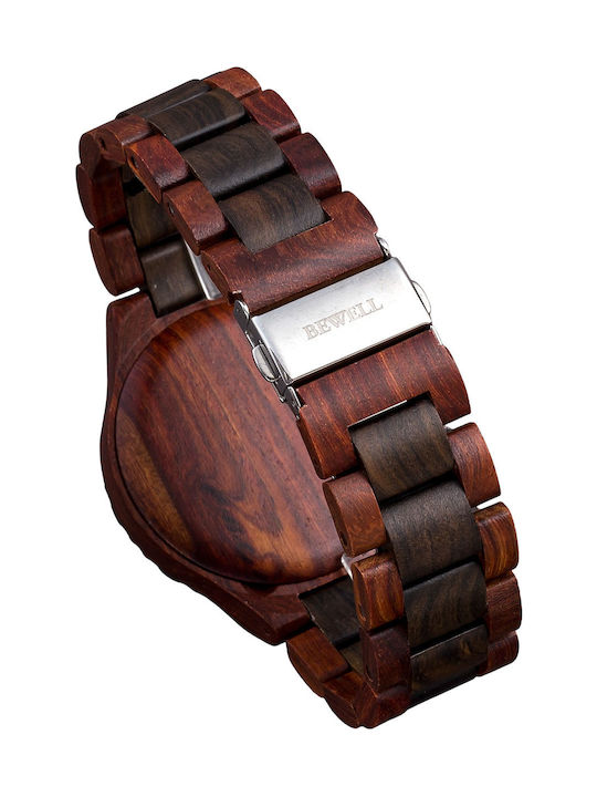 Bewell Typhon Watch Battery with Brown Wooden Bracelet