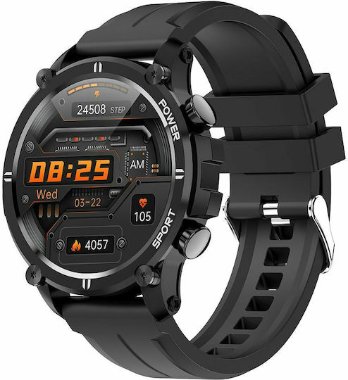 XO H32 46mm Smartwatch με Παλμογράφο (Μαύρο)