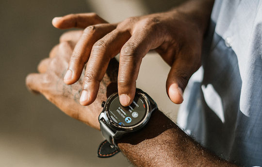Ticwatch Pro 3 4G LTE Stainless Steel 48mm Αδιάβροχο Smartwatch με Παλμογράφο (Shadow Black)