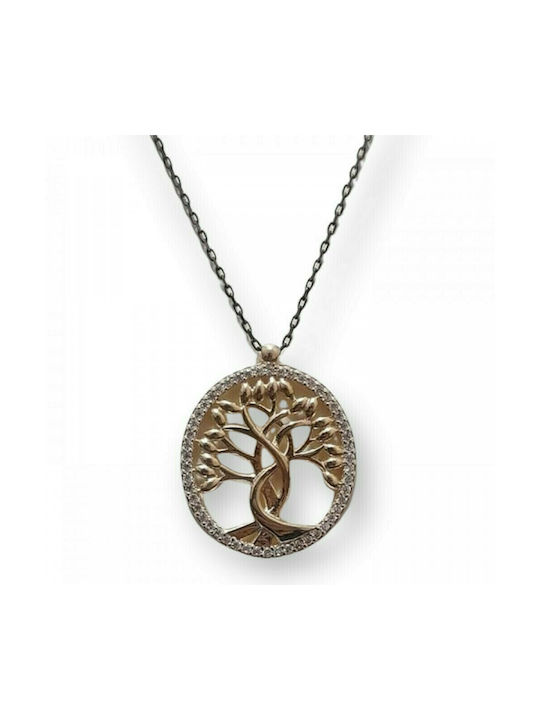 Prince Silvero Necklace Tree from Gold Plated Silver with Zircon