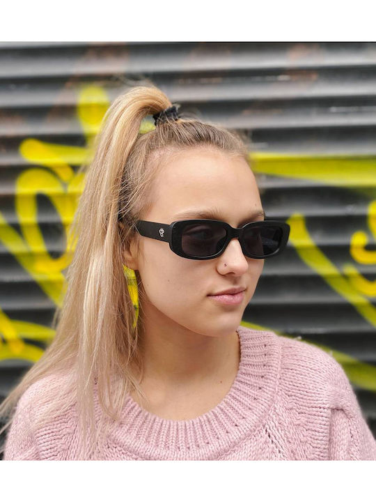Chpo Nicole Unisex Sonnenbrille mit Schwarz Kunststoff Gestell und Schwarz Linse