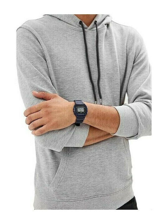 Casio Ceas Digital De Bărbați 48mm Cu Baterie Și Curea Din Cauciuc Albastru