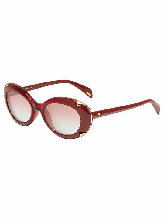 Police Women's Sunglasses with Burgundy Plastic Frame and Red Gradient Lens SPLA16 0VB6