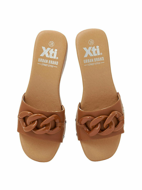 Mules με Χοντρό Χαμηλό Τακούνι Camel