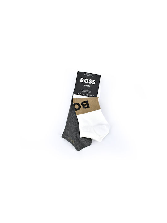 Hugo Boss Men's Solid Color Socks Anthracite / White 2Pack