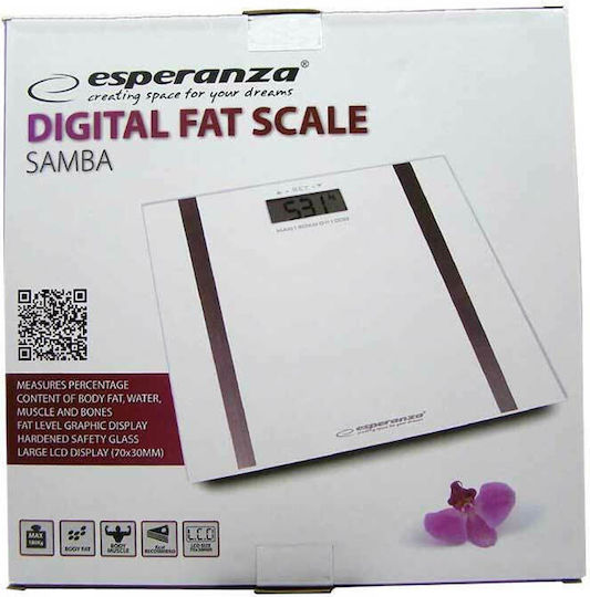 Esperanza Digital Badezimmerwaage mit Körperfettmessung in Weiß Farbe EBS018W