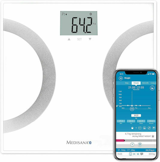 Medisana BS 445 Bluetooth Connect Smart Bathroom Scale with Body Fat Counter White