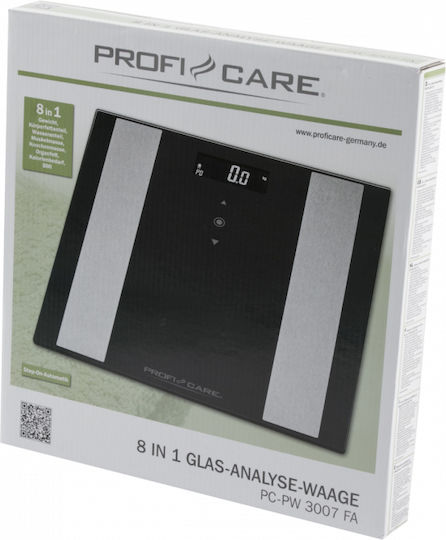 ProfiCare PC-PW 3007 FA Digital Badezimmerwaage mit Körperfettmessung in Schwarz Farbe