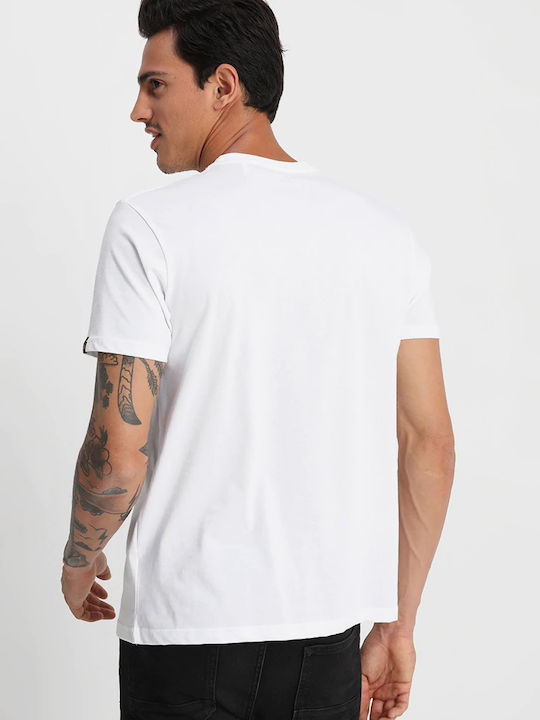 Alpha Industries Basic Small Logo T-shirt Bărbătesc cu Mânecă Scurtă Alb