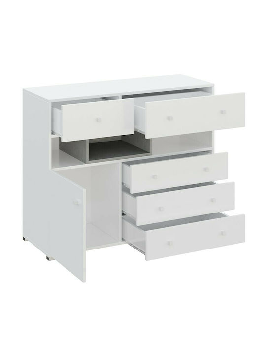 Kids Chest of Drawer Sigma II Λευκό/Γκρι with 4 Drawer 110x40x90εκ.