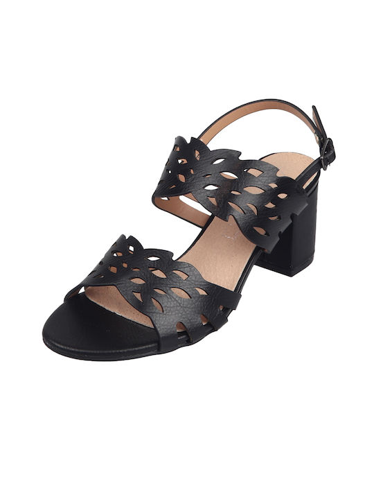 Envie Shoes Women's Sandals with Chunky Medium Heel In Black Colour