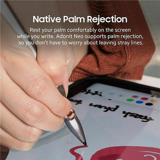 Adonit Neo Ψηφιακή Γραφίδα Αφής με Palm Rejection Matte Silver