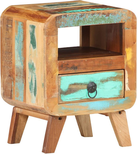 Noptieră din Lemn Masiv Recycled Wood Multicoloured 30x30x41cm