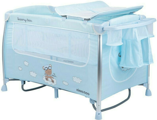 Kikka Boo Dreamy Bear Playpen 2 Levels with Changing Table & Mattress Mint/Blue 120x60cm