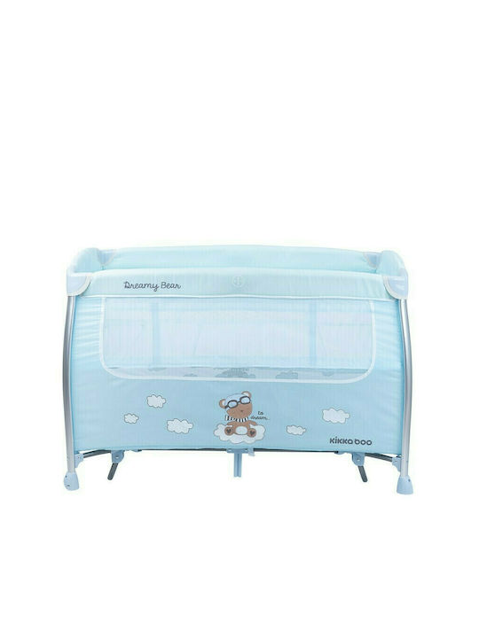 Kikka Boo Dreamy Bear Παρκοκρέβατο 2 Επιπέδων με Αλλαξιέρα & Στρώμα Mint/Blue 120x60cm