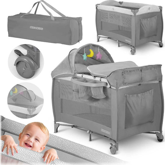 Ricokids RK-242 Laufstall mit Wickeltisch & Matratze Gray 125x65cm