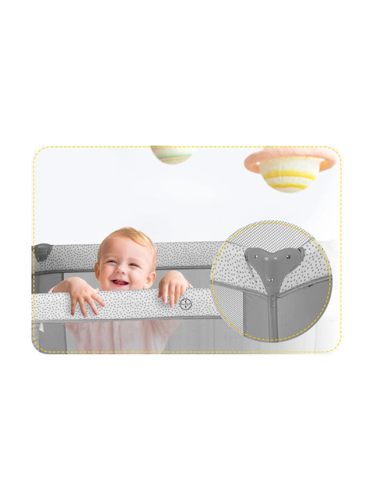 Ricokids RK-242 Παρκοκρέβατο με Αλλαξιέρα & Στρώμα Γκρι 125x65cm