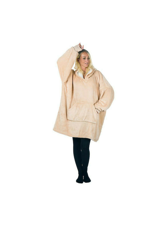 HomeVero Comfort Velvet Blanket with Sleeves 70x90cm Beige