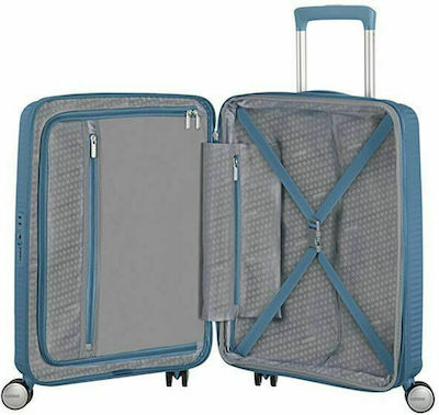 American Tourister Soundbox Spinner Expandable Kabinenkoffer Hart Hellblau mit 4 Räder Höhe 55cm