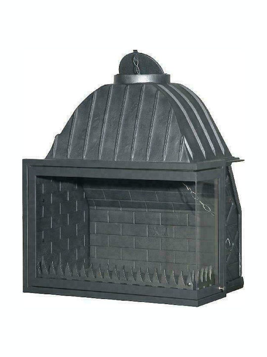 CHytiria Misailidi T-75 Corner Rechts Kamin Innenbereich Gusseisen 78x49x140cm