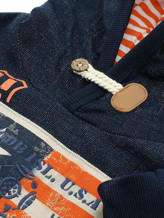 Kinder-Sweatshirt mit Kapuze und Taschen Marineblau AZP2002B1