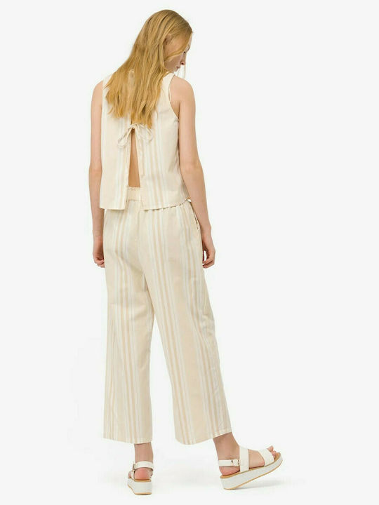 TIFFOSI High-rise pants with elastic waist beige