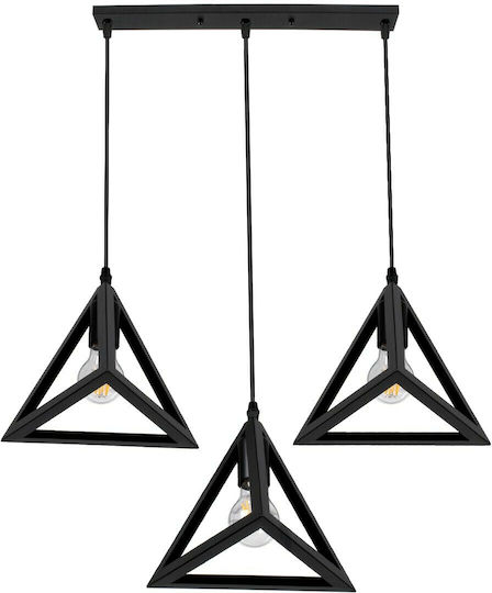 GloboStar Triangle Pendant Light Black Grid with Socket E27 70x22x130cm