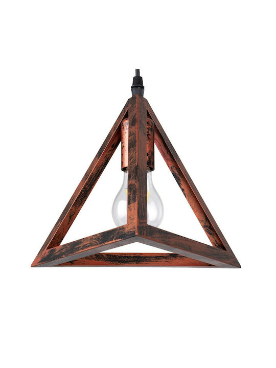 GloboStar Triangle Висящо Осветително Тяло Меден Мрежа с Цокъл E27 70x22x130см.